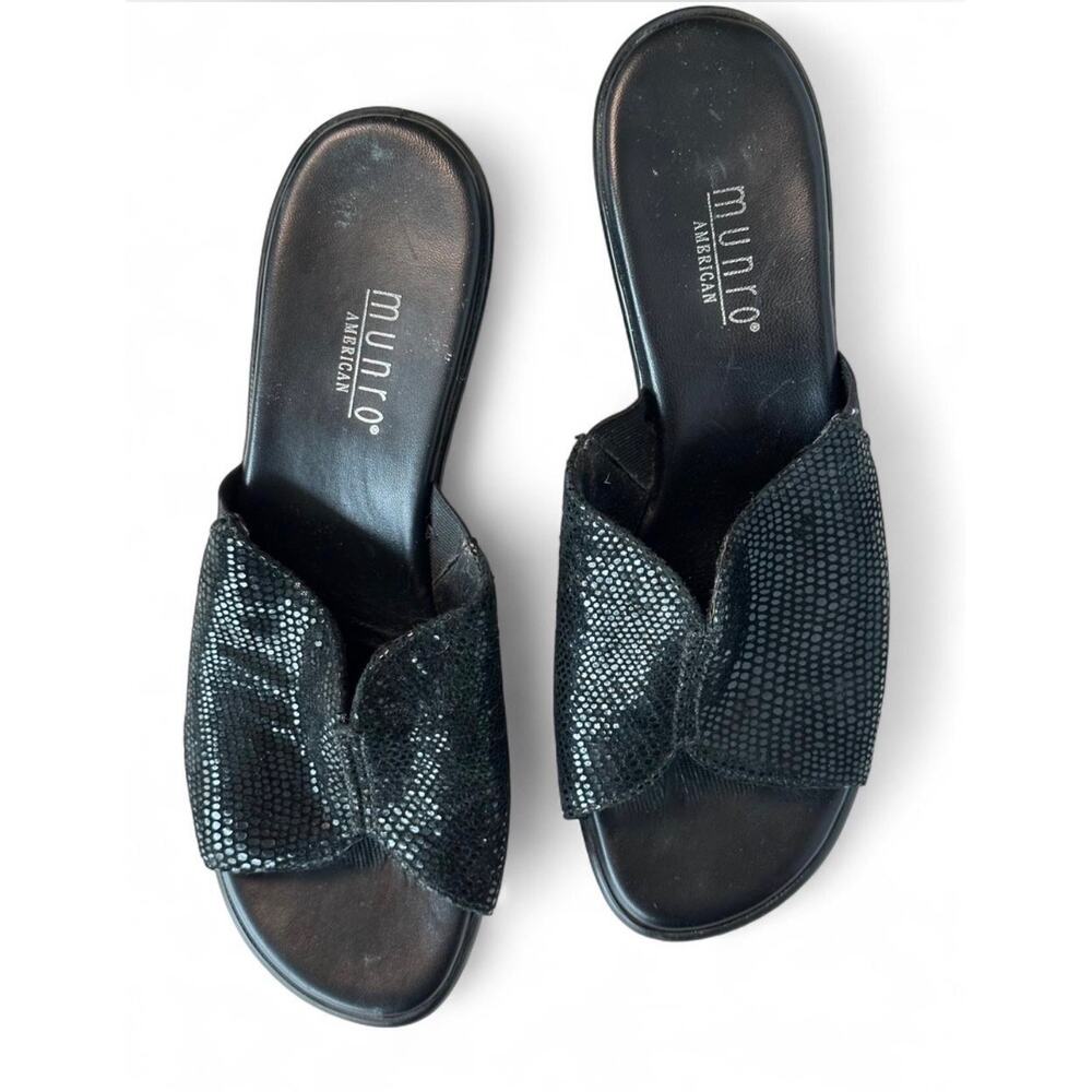 Munro American Black Sparkle Wedge Heel